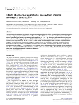 Effects of Abnormal Cannabidiol on Oxytocin-Induced Myometrial Contractility