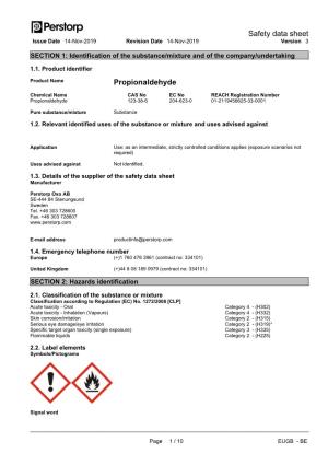 Safety Data Sheet Propionaldehyde