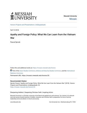 Apathy and Foreign Policy: What We Can Learn from the Vietnam War