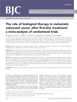 The Role of Biological Therapy in Metastatic Colorectal Cancer After First-Line Treatment: a Meta-Analysis of Randomised Trials