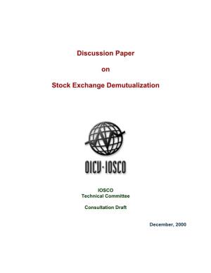 Discussion Paper on Stock Exchange Demutualization