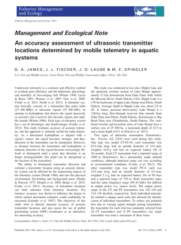 An Accuracy Assessment of Ultrasonic Transmitter Locations Determined by Mobile Telemetry in Aquatic Systems