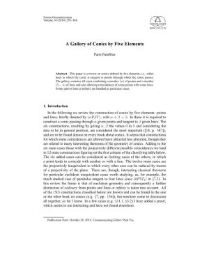 A Gallery of Conics by Five Elements