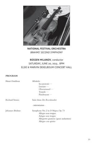 National Festival Orchestra Brahms' Second Symphony