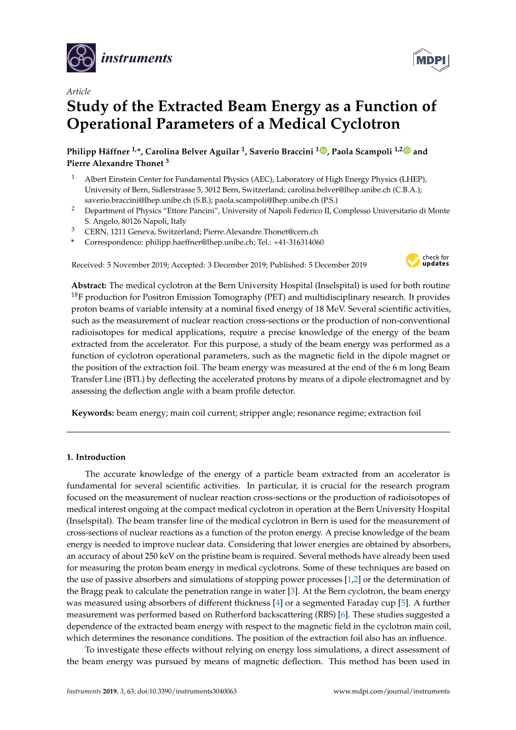 Study of the Extracted Beam Energy As a Function of Operational Parameters of a Medical Cyclotron