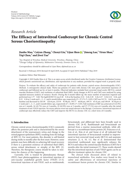 The Efficacy of Intravitreal Conbercept for Chronic Central Serous Chorioretinopathy