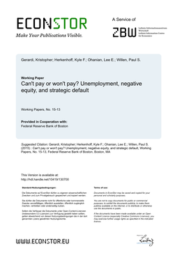 Unemployment, Negative Equity, and Strategic Default