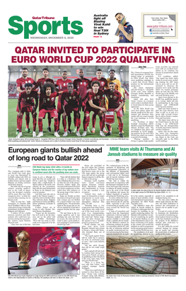 Qatar Invited to Participate in Euro World Cup 2022 Qualifying