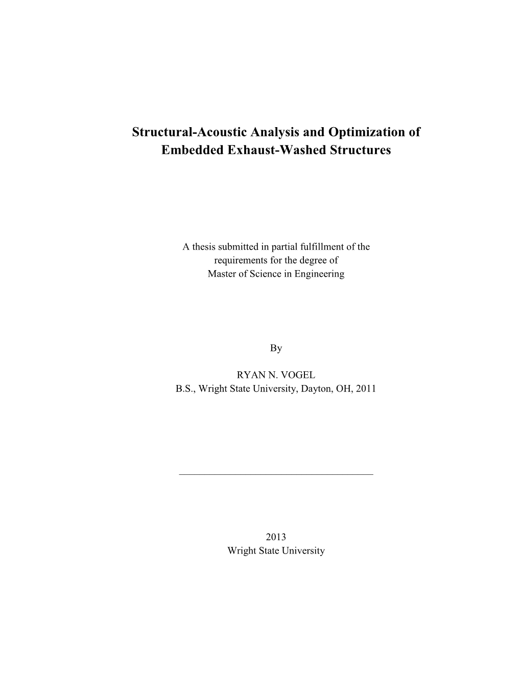 Structural-Acoustic Analysis and Optimization of Embedded Exhaust-Washed Structures