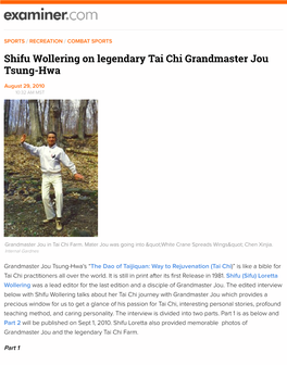 Shifu Wollering on Legendary Tai Chi Grandmaster Jou Tsung-Hwa