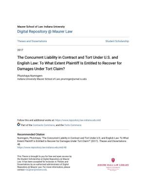 The Concurrent Liability in Contract and Tort Under US and English