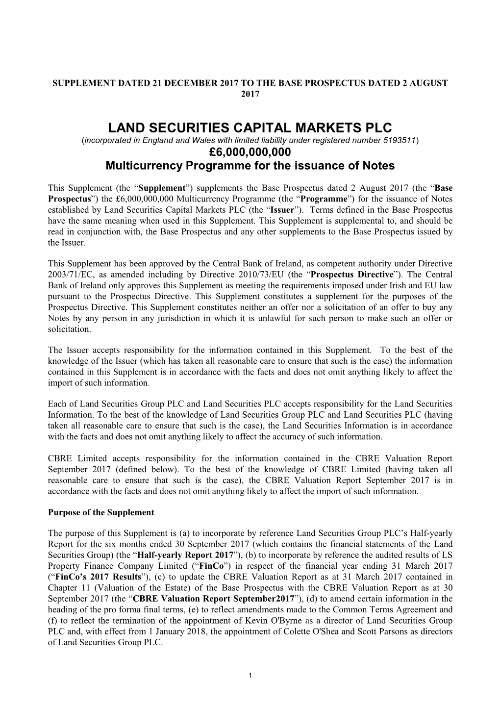 Land Securities Capital Markets