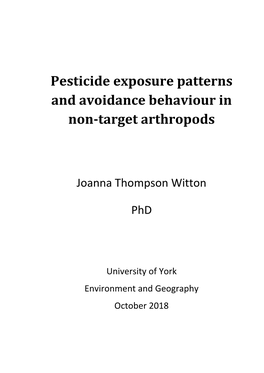 Pesticide Exposure Patterns and Avoidance Behaviour in Non-Target Arthropods