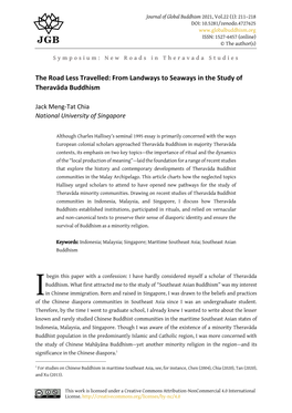 From Landways to Seaways in the Study of Theravāda Buddhism