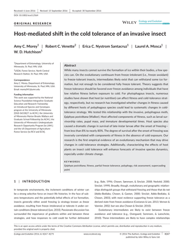 Host-Mediated Shift in the Cold Tolerance of an Invasive Insect