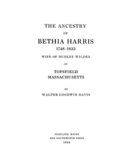 Bethia Harris 1748-1833