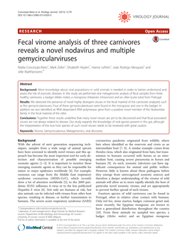 Fecal Virome Analysis of Three Carnivores Reveals a Novel