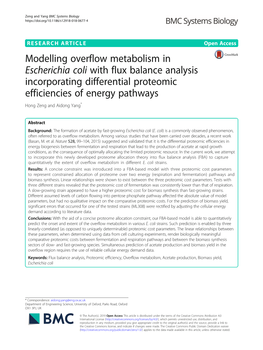 Modelling Overflow Metabolism in Escherichia Coli with Flux Balance