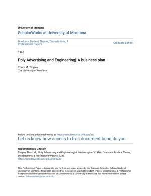 Poly Advertising and Engineering| a Business Plan