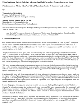 Using Scriptural Data to Calculate a Range-Qualified Chronology from Adam to Abraham