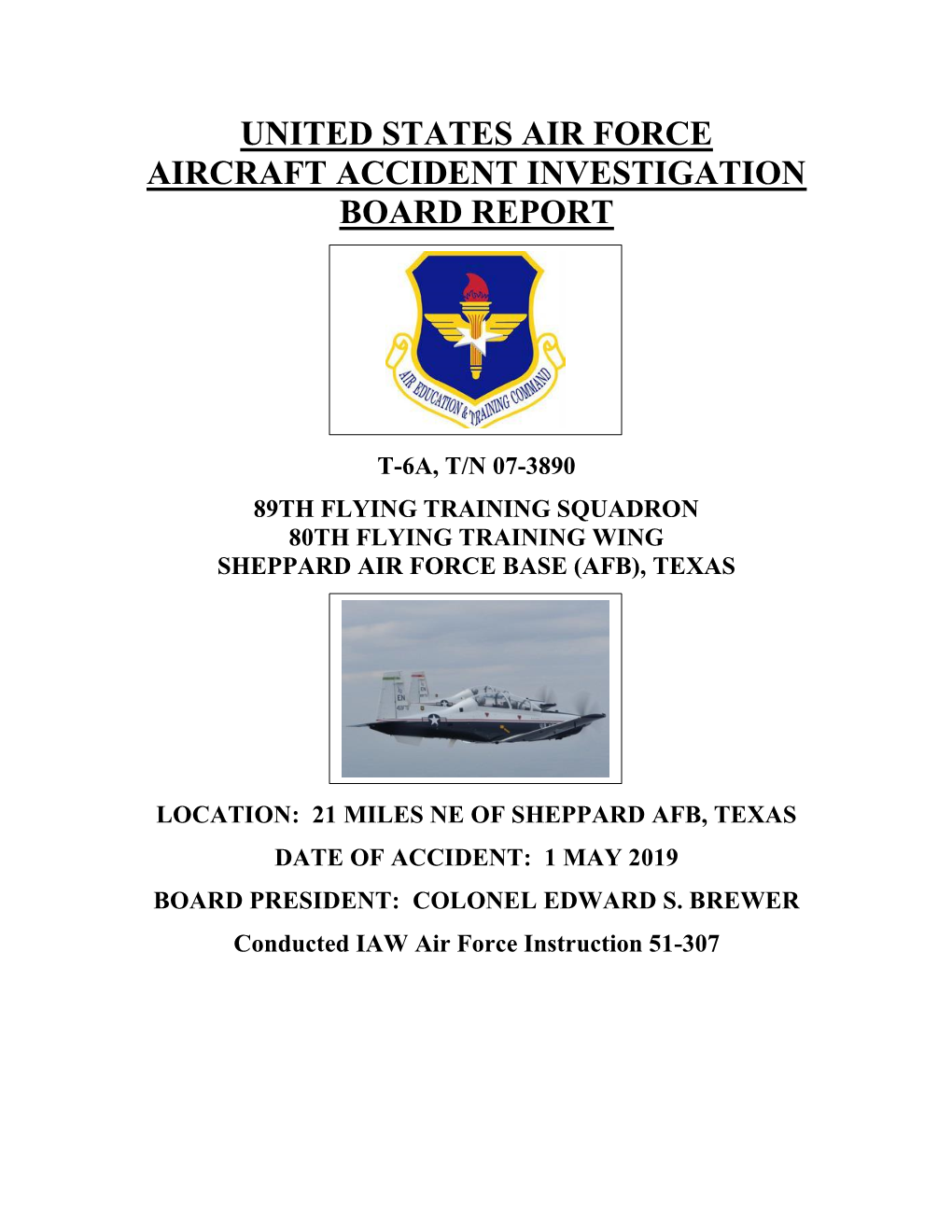 United States Air Force Aircraft Accident Investigation Board Report