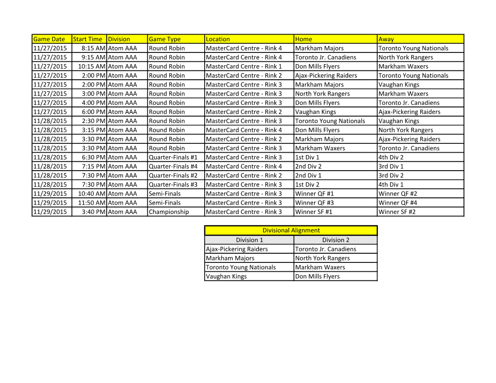 Atom AAA Schedule