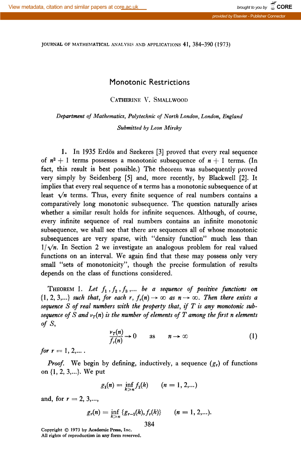 Monotonic Restrictions