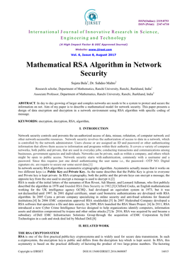 Mathematical RSA Algorithm in Network Security