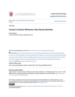 Toward a Cleaner Whiteness: New Racial Identities
