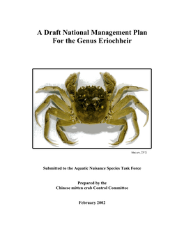 A Draft National Management Plan for the Genus Eriochheir