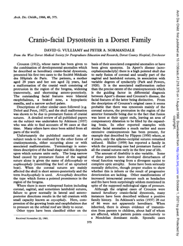 Cranio-Facial Dysostosisin a Dorset Family