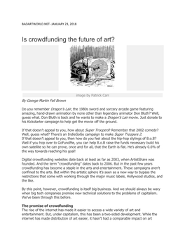 Is Crowdfunding the Future of Art?