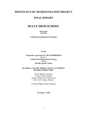 Photovoltaic Demonstration Project Final Report Dulce High School