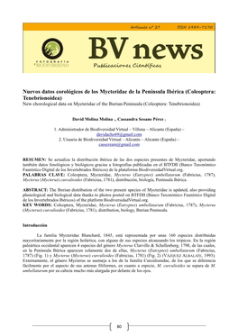 Nuevos Datos Corológicos De Los Mycteridae De La Península Ibérica