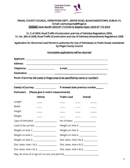 Abnormal Load Application Form 2021