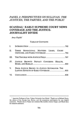 Early Supreme Court News Coverage and the Justice- Journalist Divide