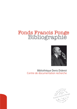 Bibliographie Fonds Ponge