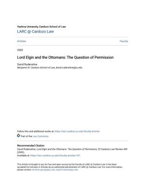Lord Elgin and the Ottomans: the Question of Permission