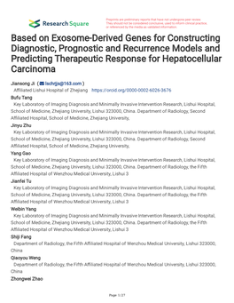 Based on Exosome-Derived Genes for Constructing Diagnostic, Prognostic and Recurrence Models and Predicting Therapeutic Response for Hepatocellular Carcinoma