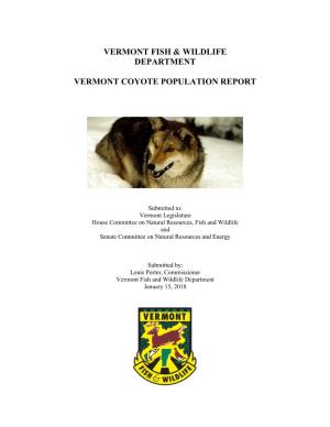 Vermont Coyote Population Report