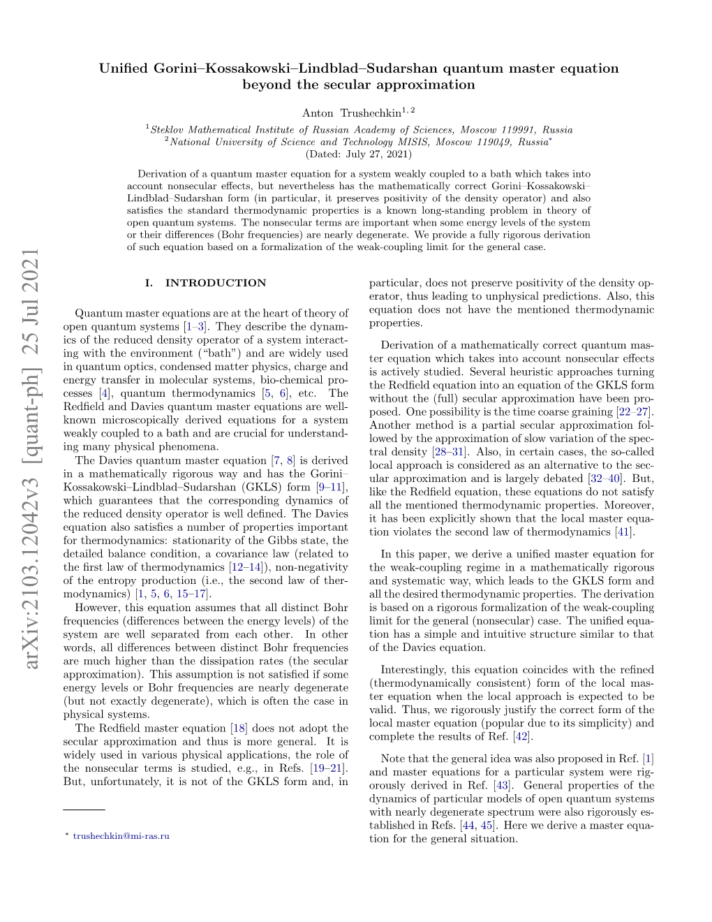 Arxiv:2103.12042V3 [Quant-Ph] 25 Jul 2021 Approximation)