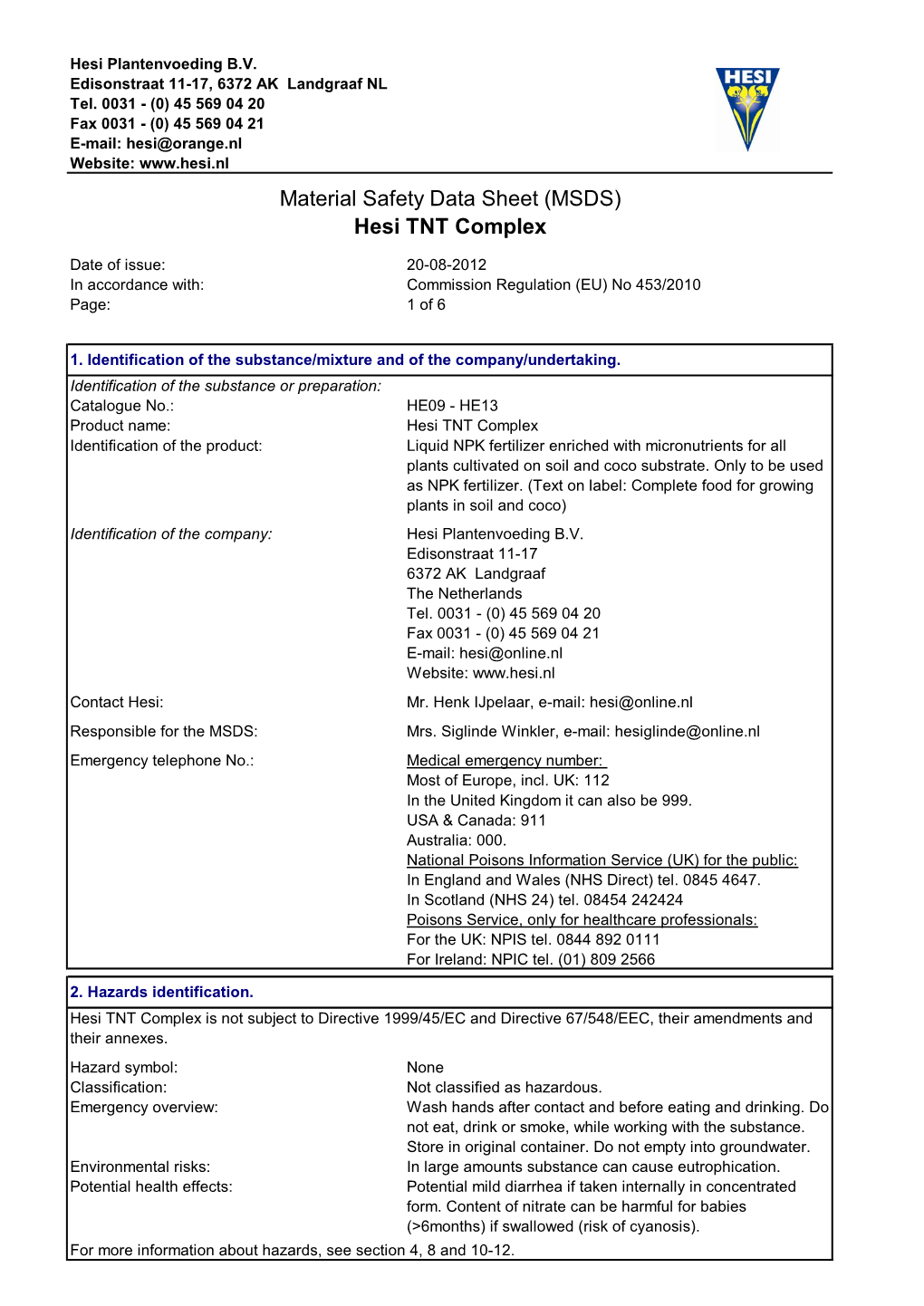 Material Safety Data Sheet Msds Hesi Tnt Complex Docslib 