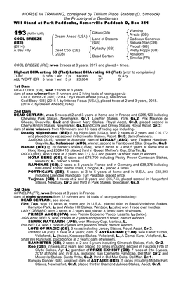 HORSE in TRAINING, Consigned by Trillium Place Stables (D