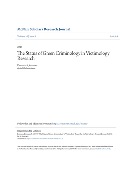 The Status of Green Criminology in Victimology Research