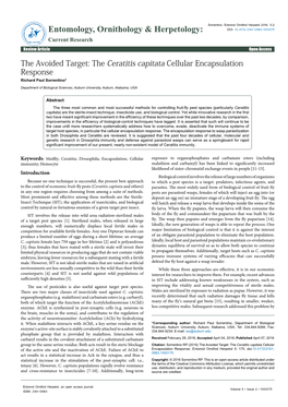 The Ceratitis Capitata Cellular Encapsulation Response Richard Paul Sorrentino*