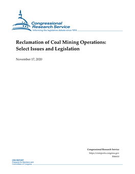 Reclamation of Coal Mining Operations: Select Issues and Legislation