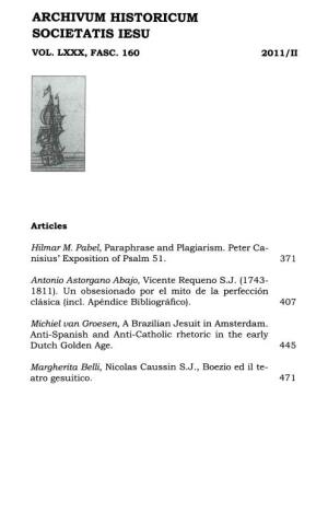 Archivum Historicum Societatis Iesu Vol.Lx)(X,Fasc