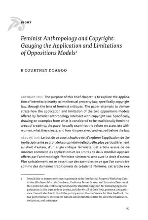 Feminist Anthropology and Copyright: Gauging the Application and Limitations of Oppositions Models1