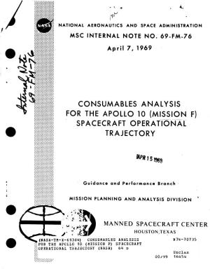 Consumables Analysis for the Apollo 10 Spacecraft Operational Trajectory