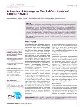 An Overview of Miconia Genus: Chemical Constituents and Biological Activities